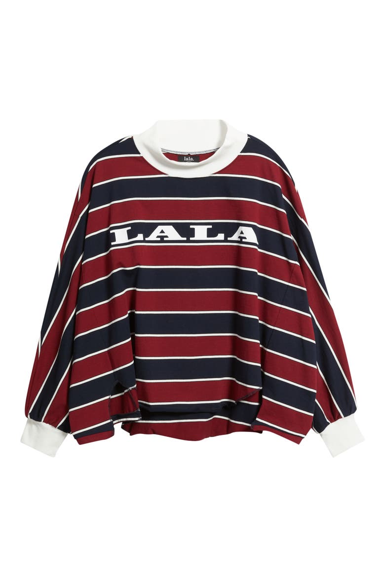 College Dropout Oversize Stripe Logo Sweatshirt, Alternate, color, WINE