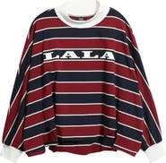 Dressed in Lala College Dropout Oversize Stripe Logo Sweatshirt
