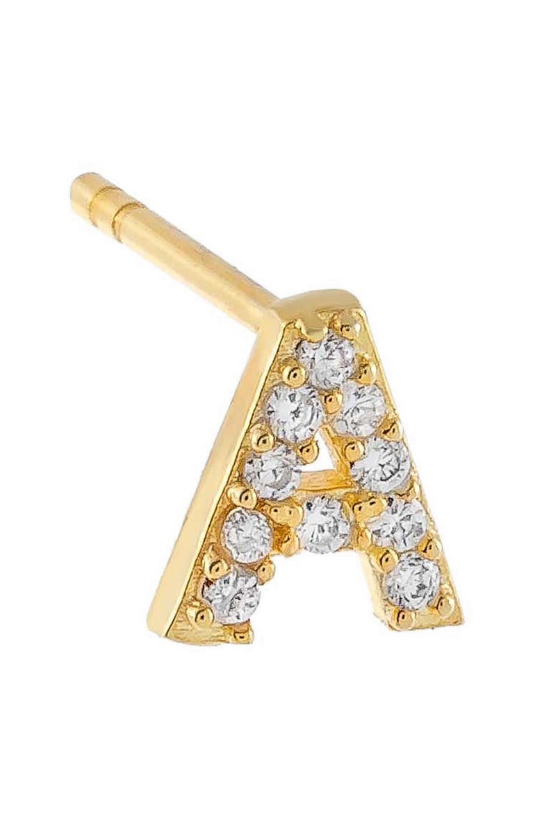 BY ADINA EDEN Adina's Jewels Pavé Initial Stud Earring, Main, color, 