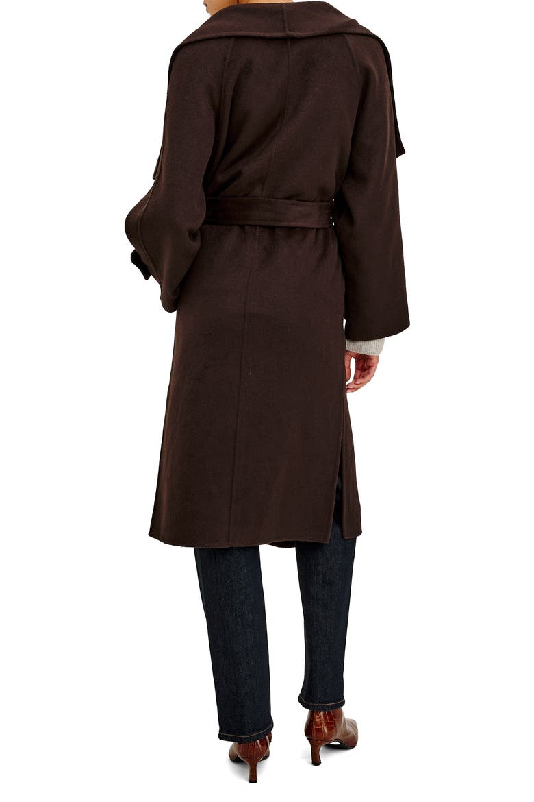 Celeste Wool Blend Belted Wrap Coat, Alternate, color, CHOCOLATE
