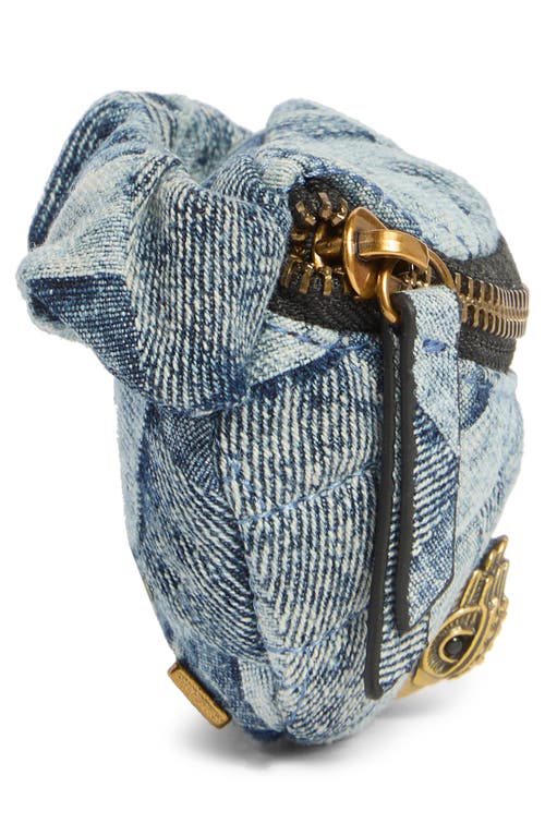 Kurt Geiger London Kensington Quilted Denim Wristlet In Blue