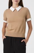 French Connection Mixed Media Short Sleeve Sweater