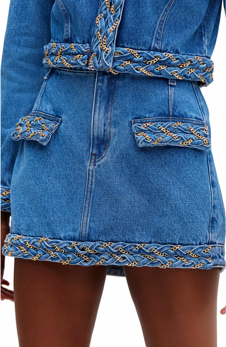 PatBO Braided Denim Mini Skirt, Alternate, color, 