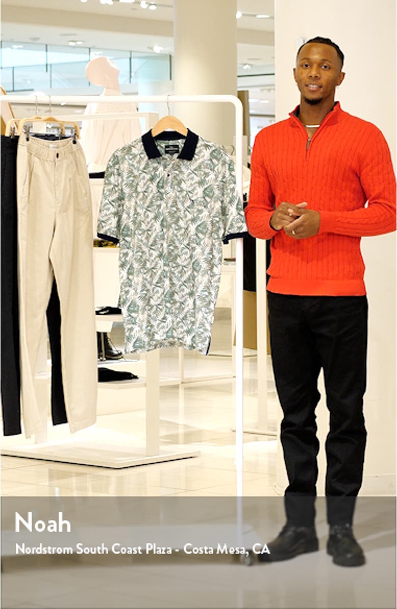 Arundel Original Fit Frond Print Tipped Cotton Polo, sales video thumbnail