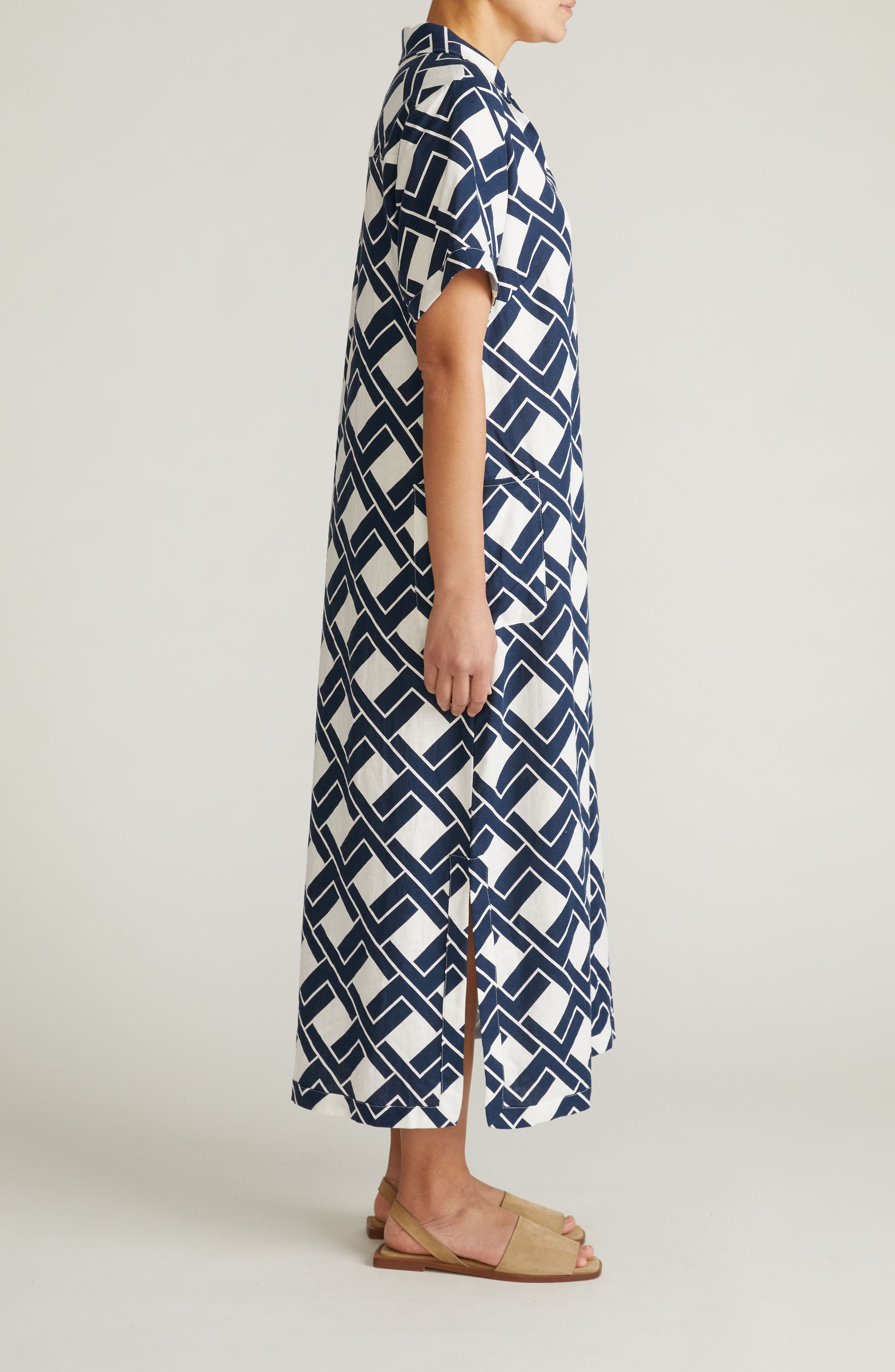 Universal Standard Leaf-Print Linen-Blend Maxi Dress (Women) | Nordstrom
