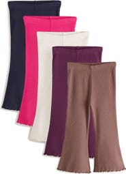 NEXT Kids' 5-Pack Stretch Cotton Rib Assorted Flare Leggings