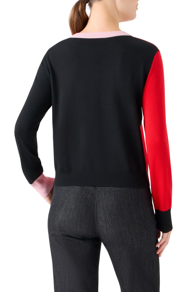 Colorblock Virgin Wool Sweater, Alternate, color, BRIGHT RED-BLACK-ROSE
