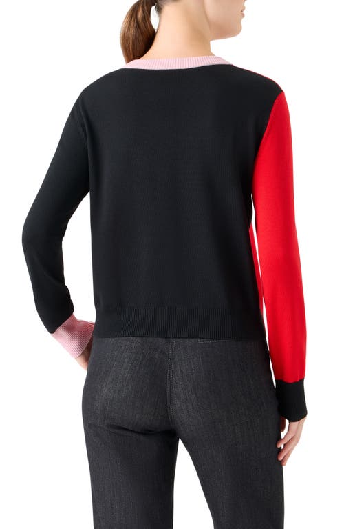 Akris Punto Colorblock Virgin Wool Sweater In Pink