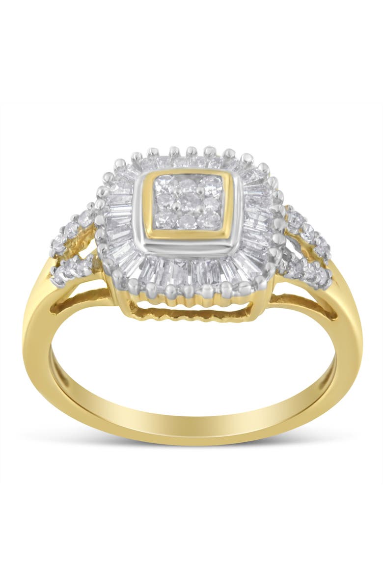 Haus of Brilliance 10K Gold 1/2 cttw Round and Baguette Diamond Ballerina Ring, Alternate, color, Yellow