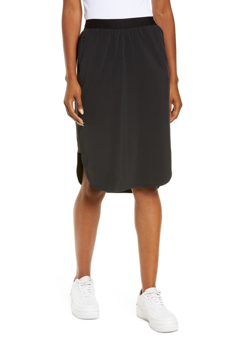 Pursuit Woven Pull-On Skirt, Main, color, BLACK