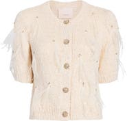 Cinq à Sept Coralie Embellished Short Sleeve Cardigan