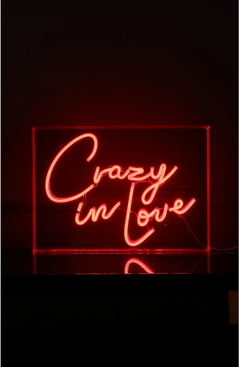 JONATHAN Y 10" Contemporary Glam Acrylic Box USB Operated LED Neon Light, Alternate, color, Red