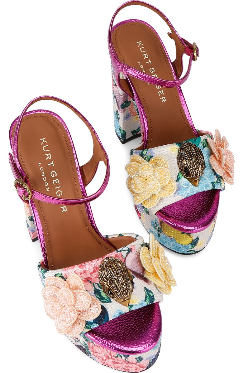 Kurt Geiger London Kensington Ankle Strap Platform Sandal, Alternate, color, White Floral Multi