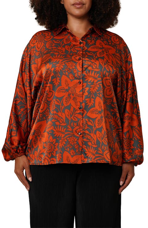 Floral Button-Up Shirt (Plus)