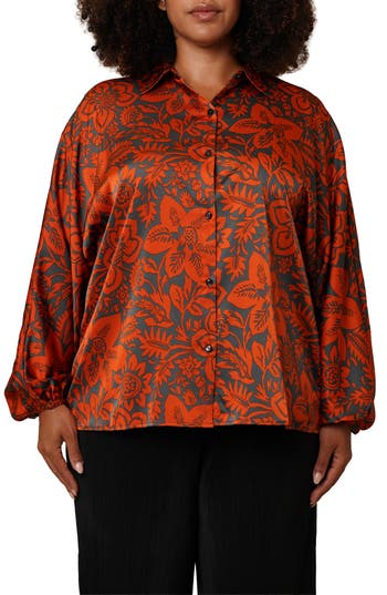 Cyrus Floral Button-up Shirt In Orange