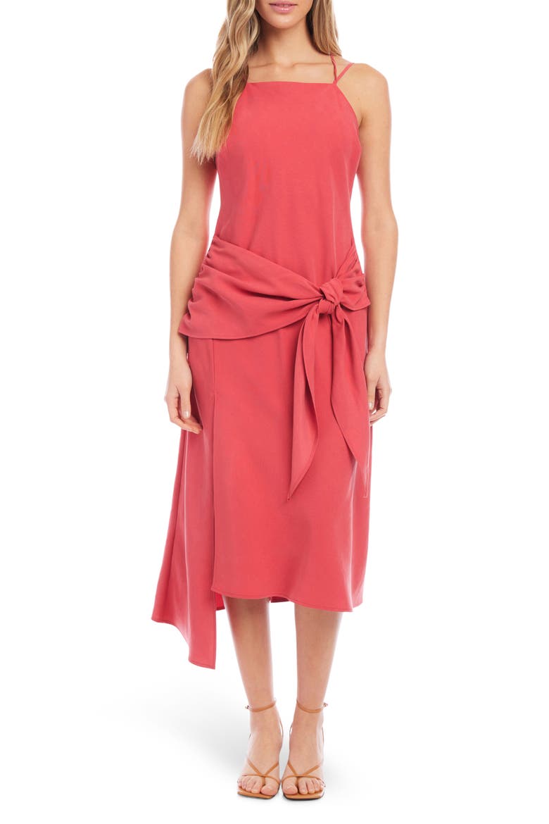 Strappy Tie Front Dress, Main, color, ROUGE