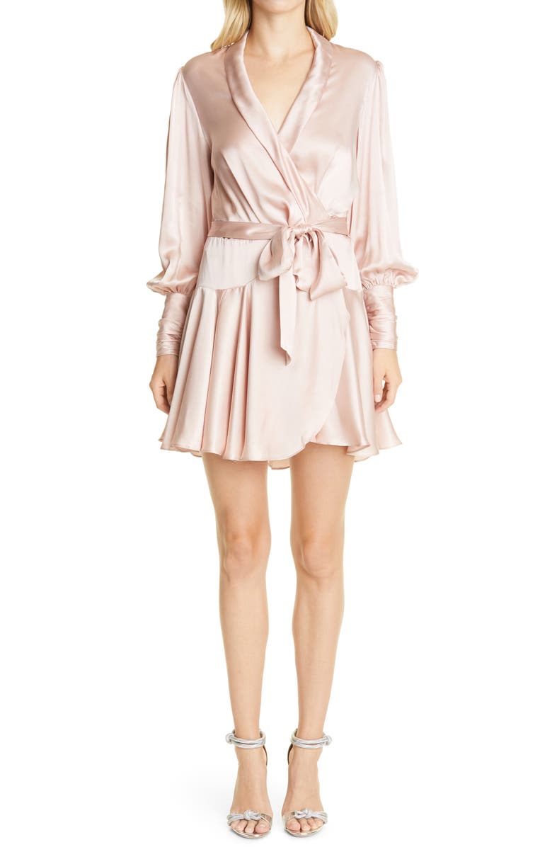Zimmermann Silk Mini Wrap Dress, Main, color,