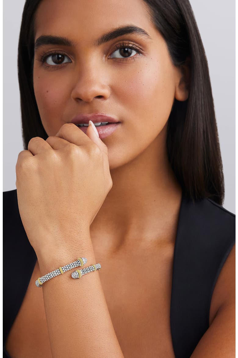 Two-Tone Caviar Diamond Versa Bypass Bracelet, Alternate, color, TWO TONE