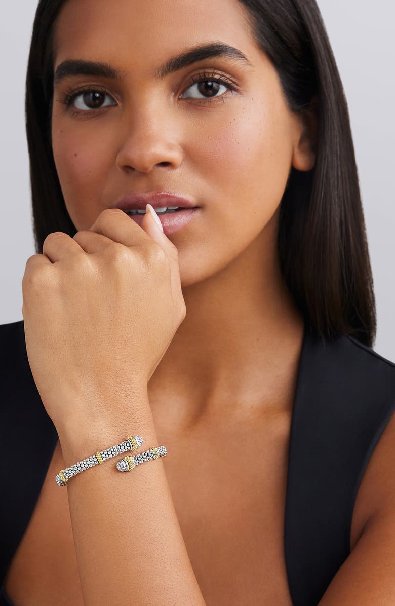 LAGOS Two-Tone Caviar Diamond Versa Bypass Bracelet, Alternate, color, Two Tone