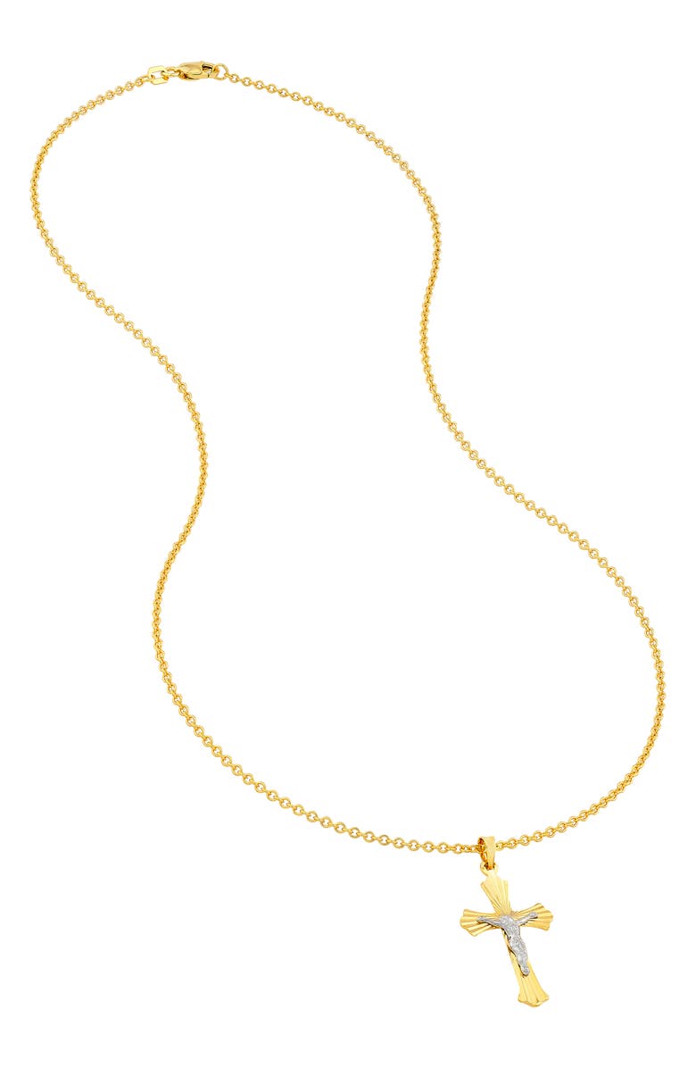 HAWLEY ST Two-Tone Diamond-Cut Cross Charm, Alternate, color, 