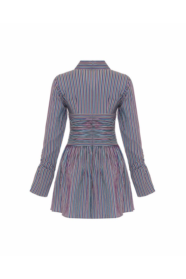 Rhapso Multi Stripe Ruched Shirtdress, Alternate, color, Mix Teal