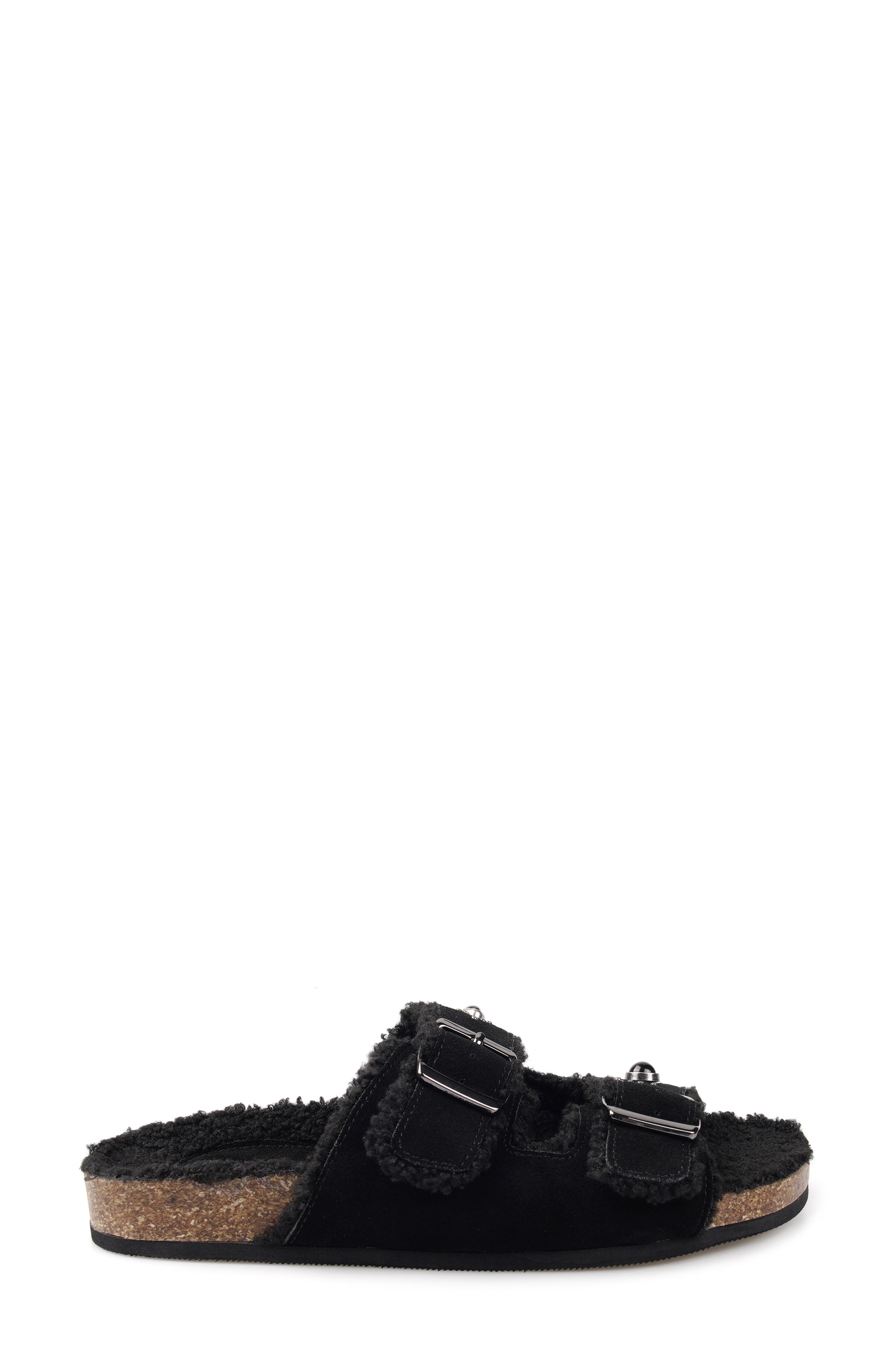 Tyree Leather Slide Sandal, Alternate, color, BLACK SUEDE