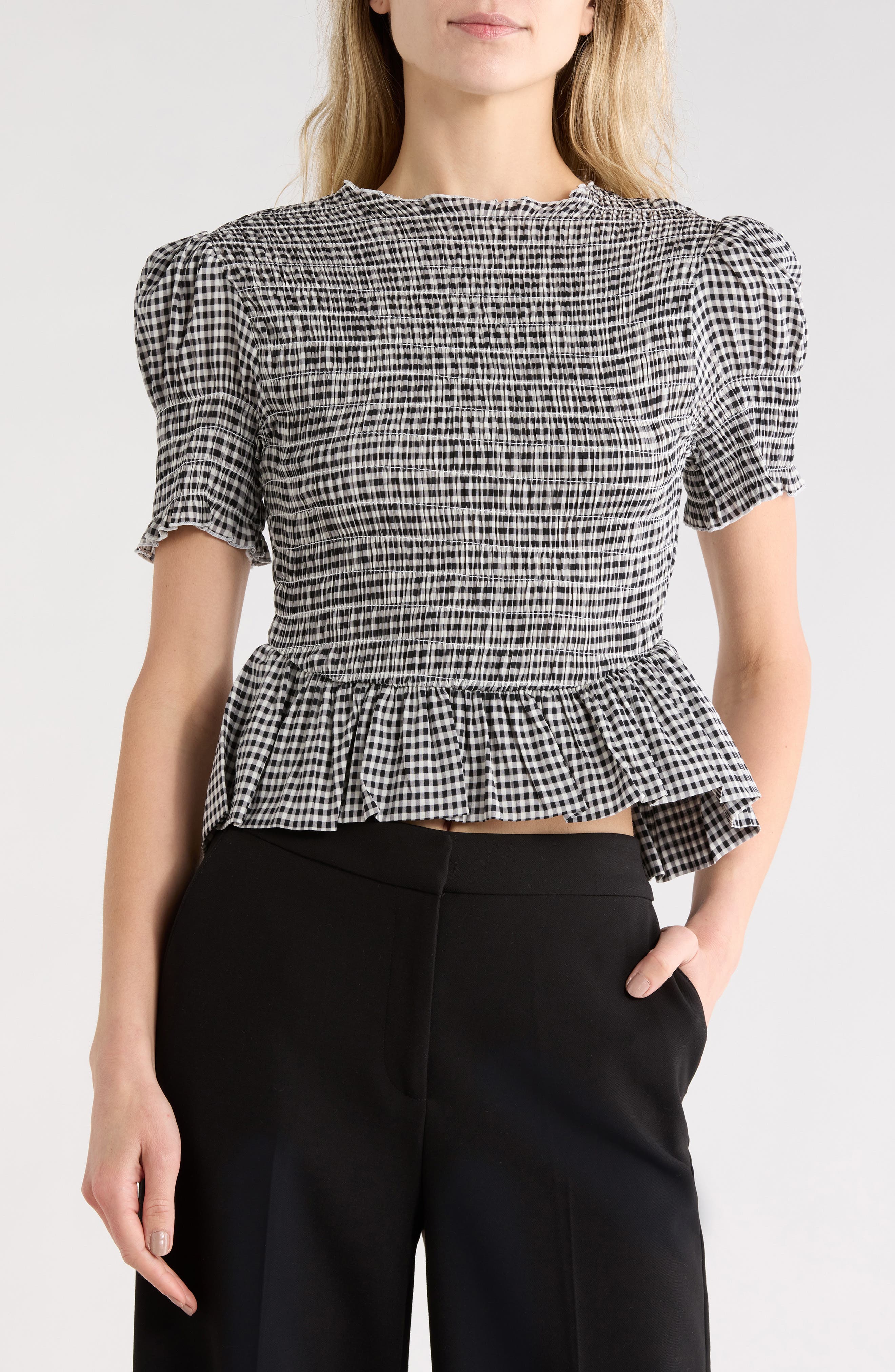 EDIT by JASON WU Smocked Peplum Top