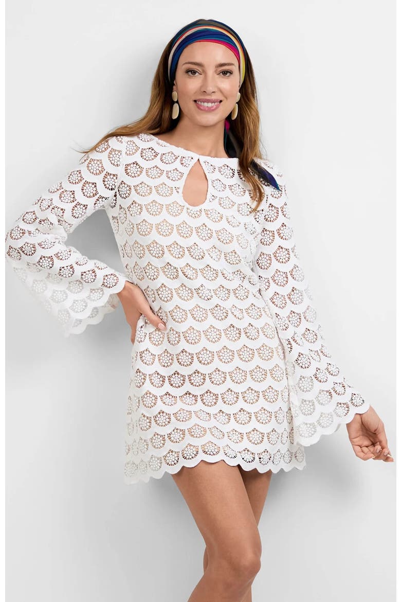 Singles Crochet Lace Mini Dress, Alternate, color, White