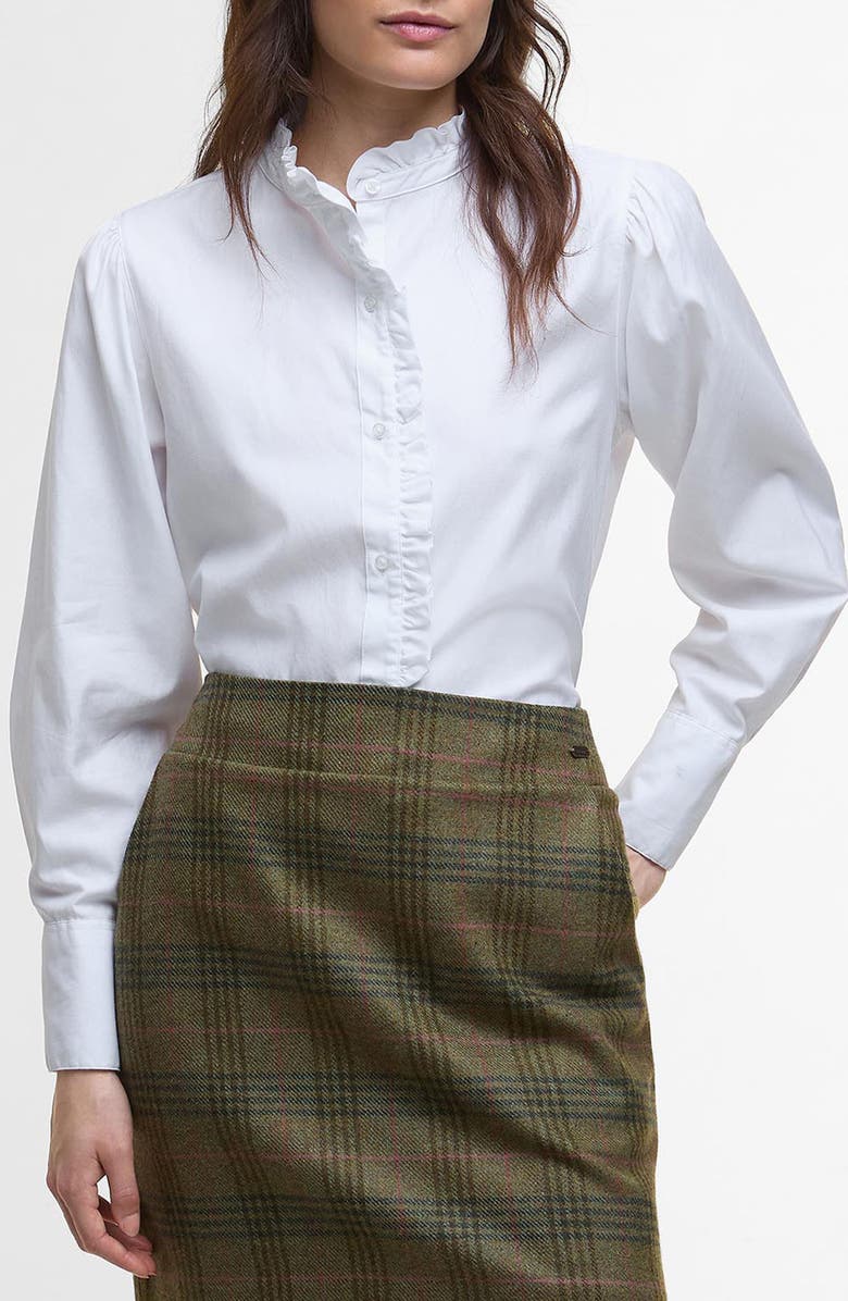 Barbour Embleton Ruffle Cotton Button-Up Shirt, Main, color, 