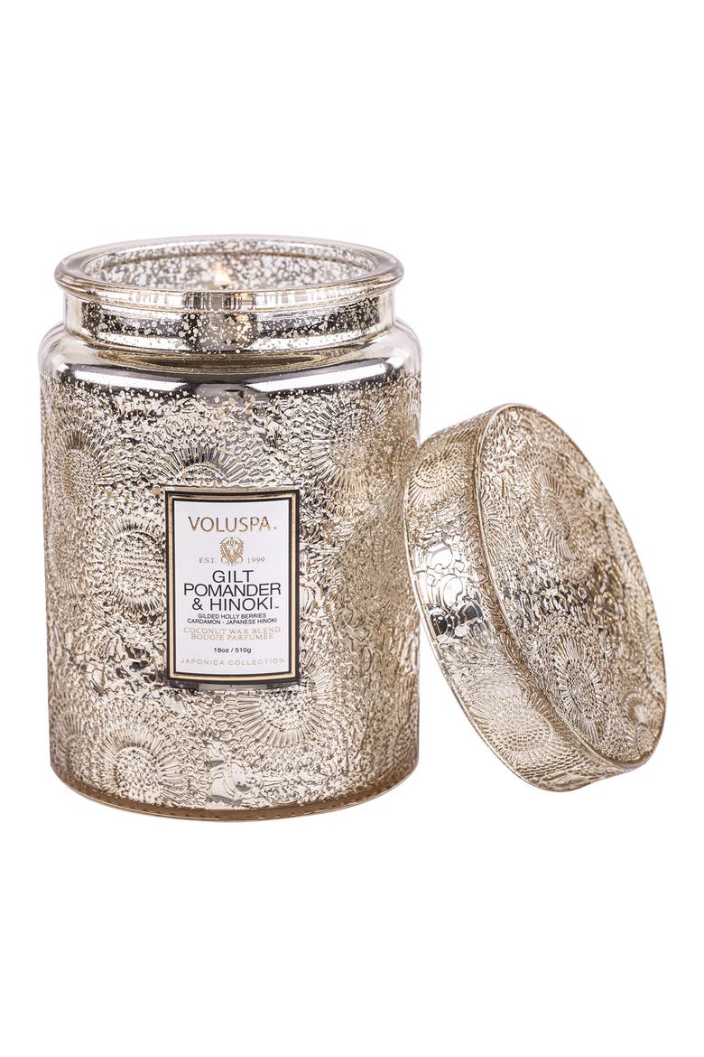 Gilt Pomander & Hinoki Large Glass Jar Candle (Limited Edition), Alternate, color, GILT POM/HINOKI