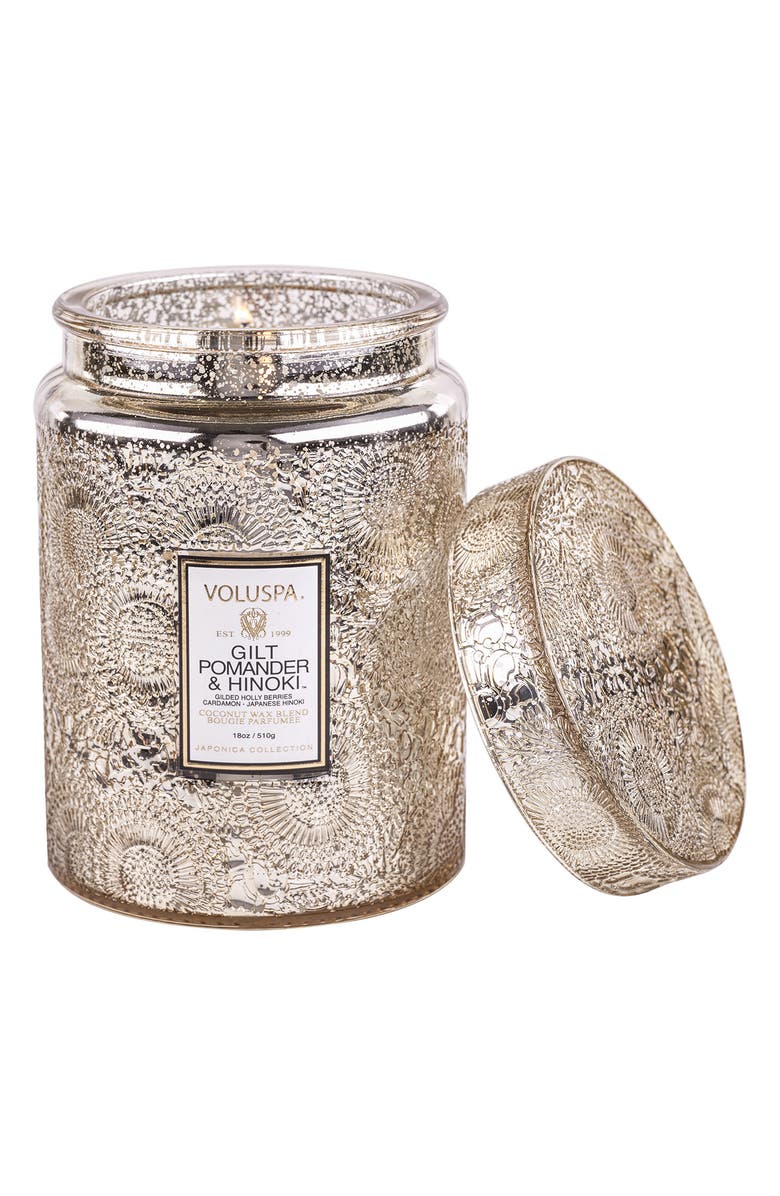 Voluspa Gilt Pomander & Hinoki Large Glass Jar Candle, Alternate, color, Gilt Pom/Hinoki