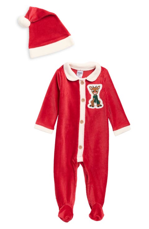 Kids' Rudolph Collar Footie & Hat Set