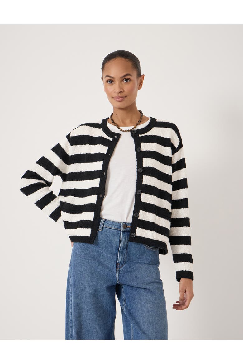 Tess Textured Cotton Blend Cardigan, Main, color, Black
