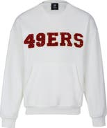 CUCE Women's Cuce White San Francisco 49ers Chenille Jeweled Sweatshirt