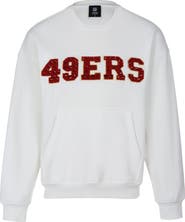 CUCE Women's Cuce White San Francisco 49ers Chenille Jeweled Sweatshirt