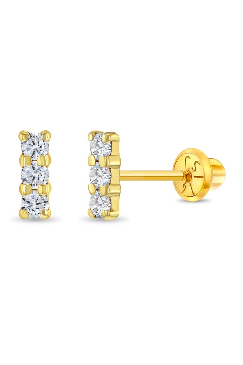 14k Tiny Cubic Zirconia Bar Earrings, Main, color, Gold