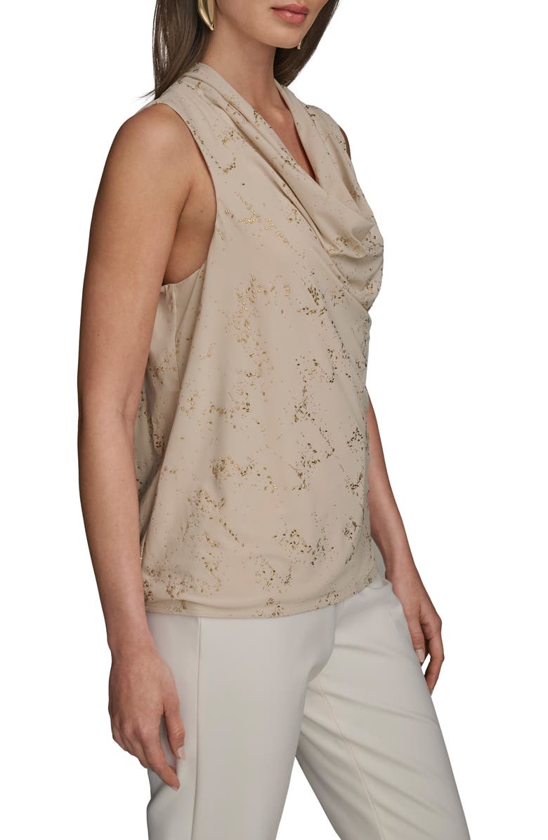 Donna Karan New York Metallic Cowl Neck Sleeveless Top, Alternate, color, Sand