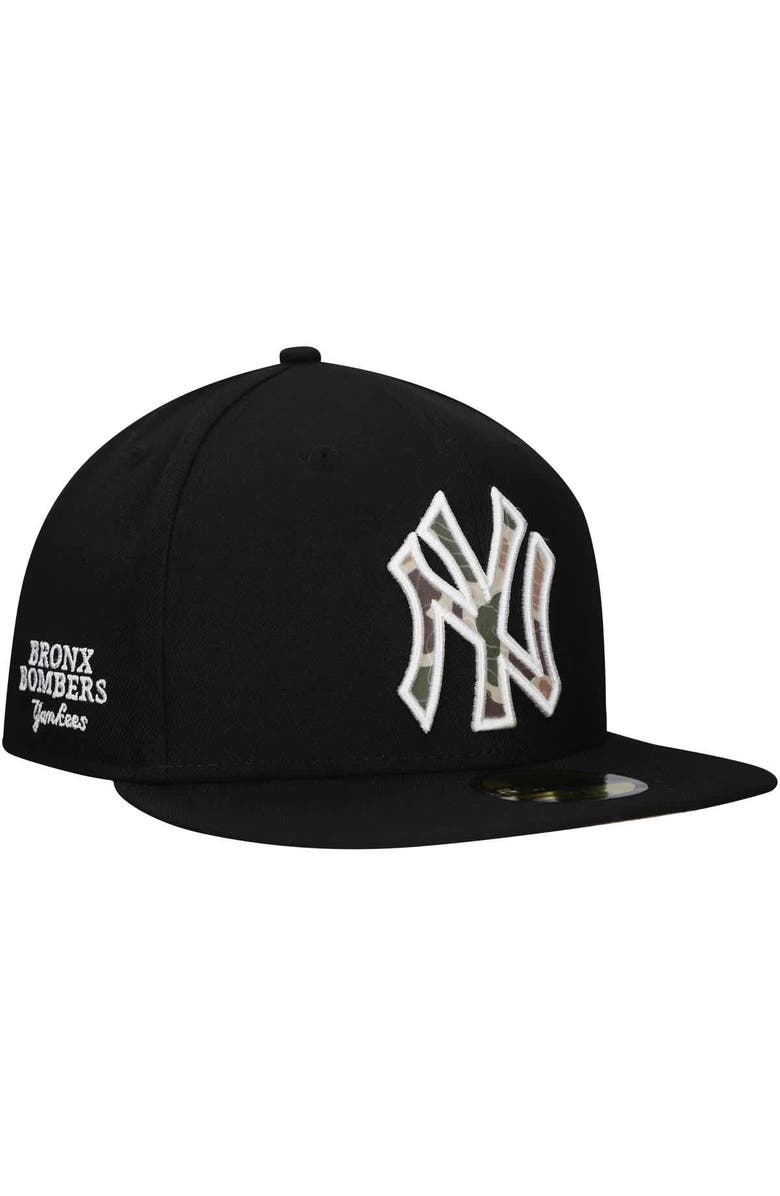 New Era Men's New Era Black New York Yankees Troop Chant Camo Undervisor 59FIFTY Fitted Hat, Main, color, Black