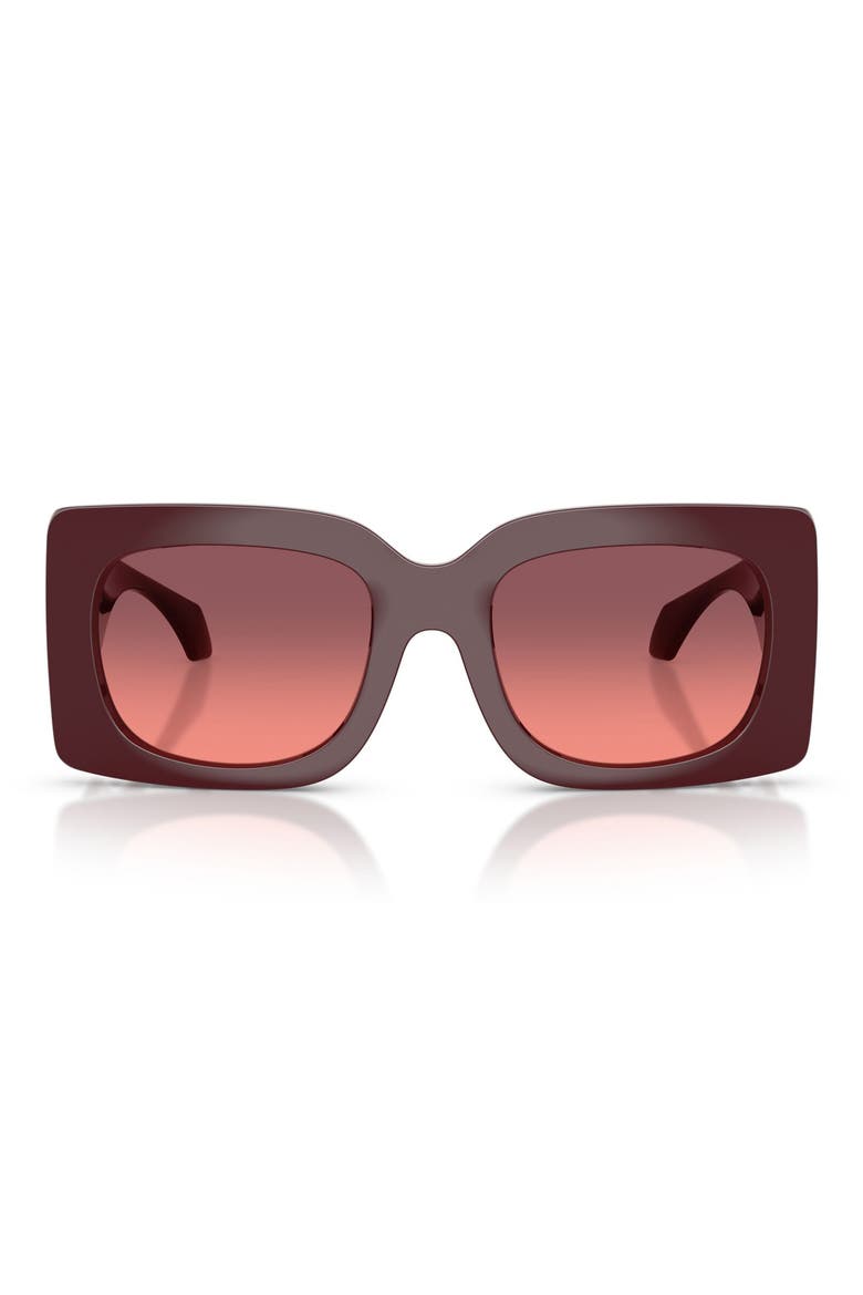 54mm Gradient Square Sunglasses, Main, color, BURGUNDY