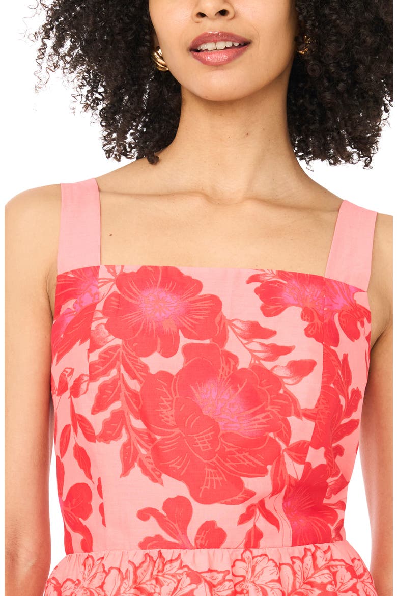 Floral Cotton Peplum Top, Alternate, color, LOBSTER RED
