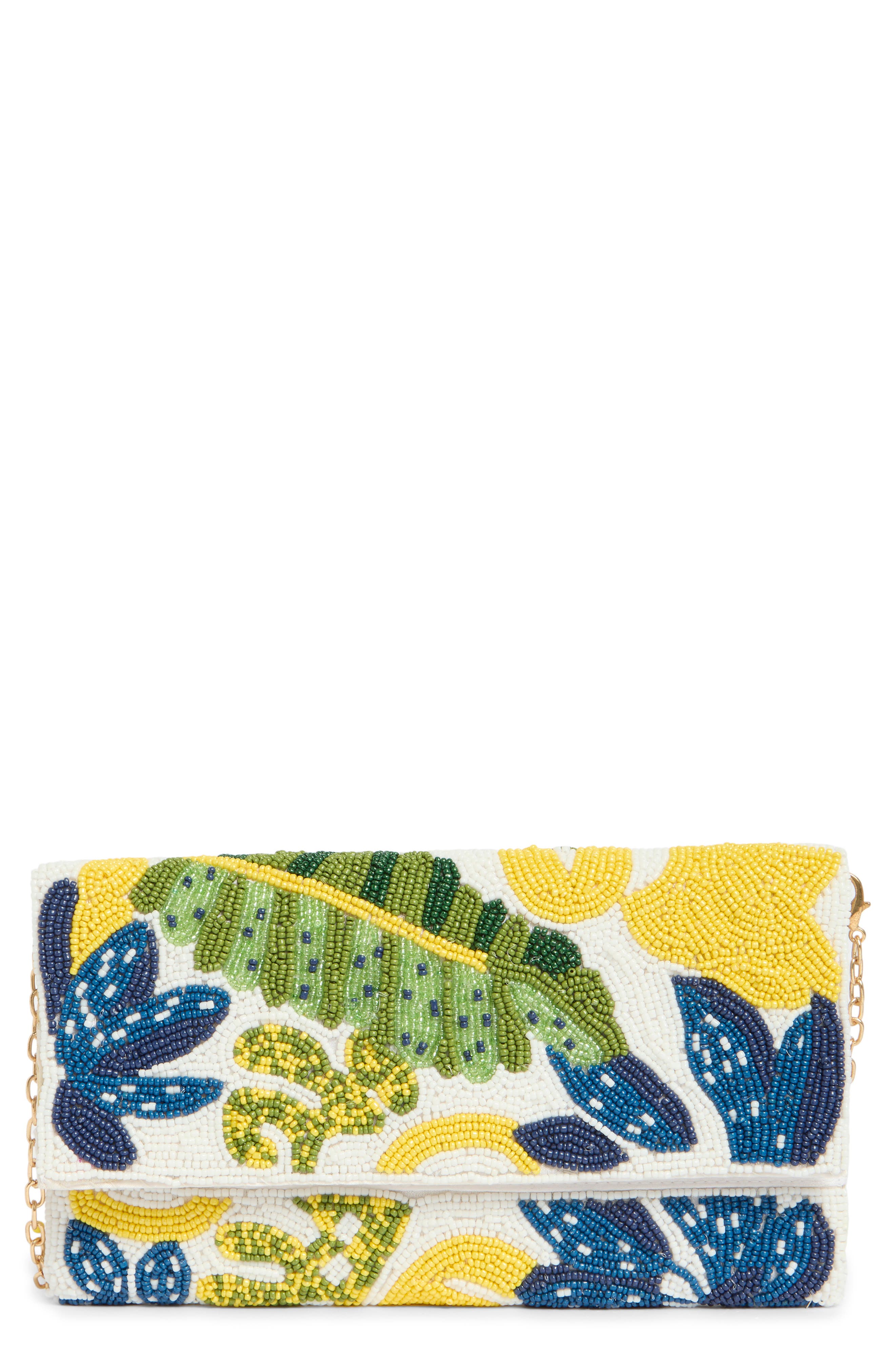 Dolce Vita Embroidered Beaded Envelope Clutch, Main, color, 