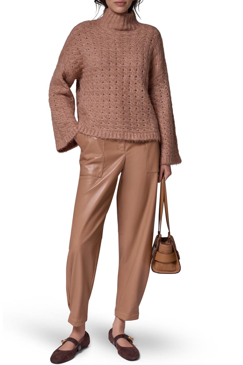 Basket Weave Turtleneck Sweater, Alternate, color, CAMEL