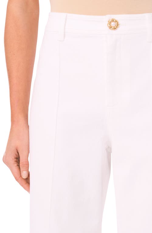 Cece Flower Pintuck Wide Leg Jeans In White