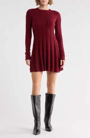 Elio Cable Stitch Long Sleeve Sweater Dress