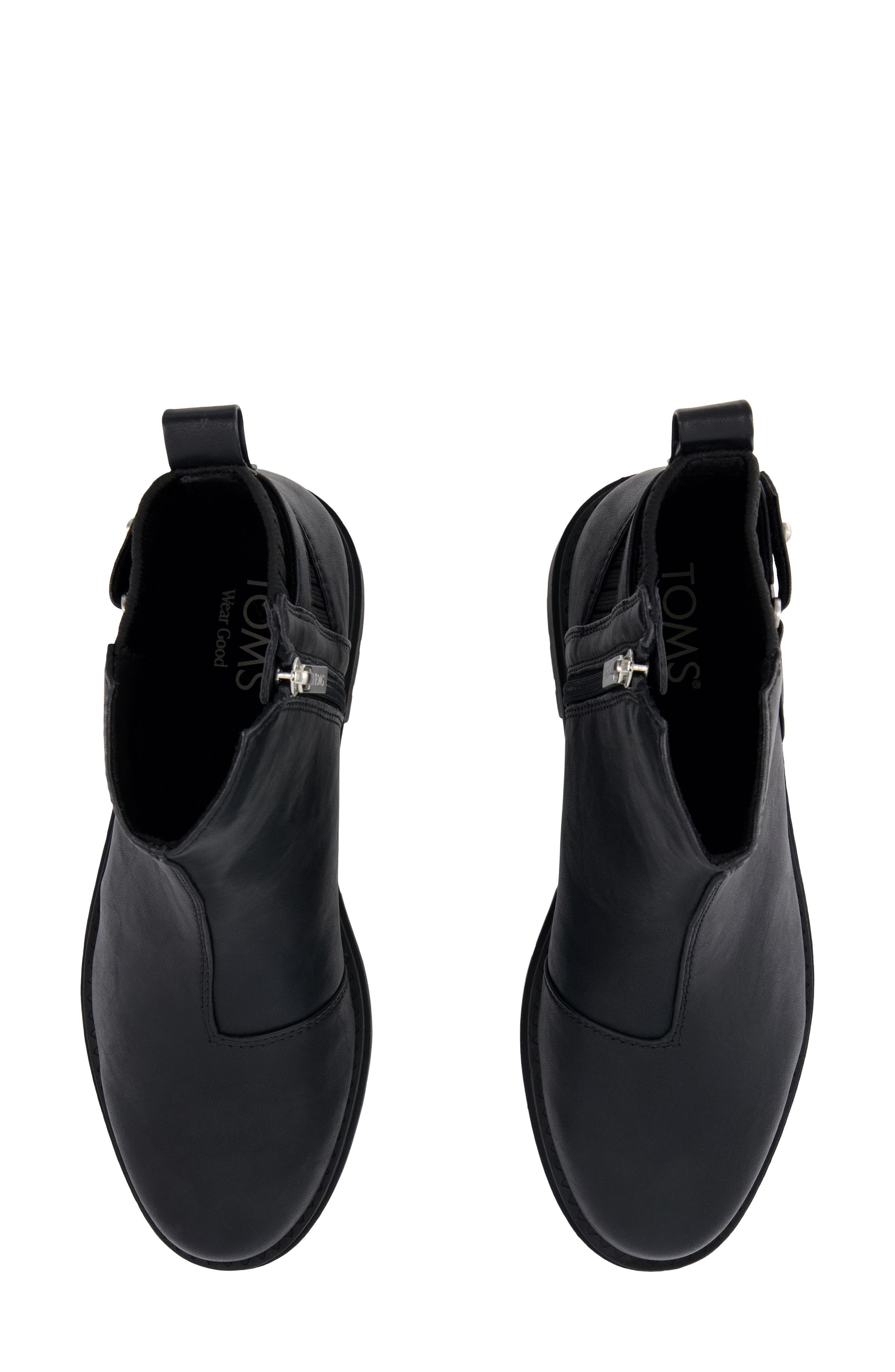 Leather Chelsea Bootie, Alternate, color, BLACK