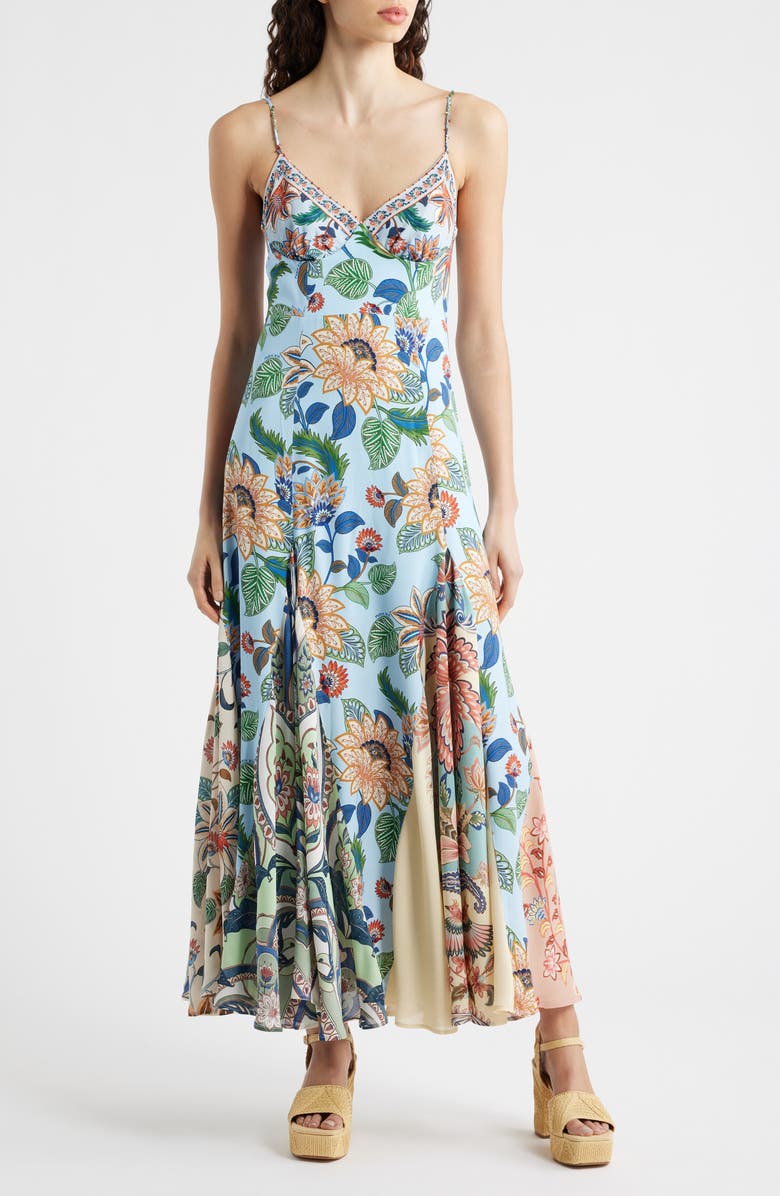 FARM Rio Floral Delight Sleeveless Maxi Dress, Main, color, Floral Delhi Light Blue