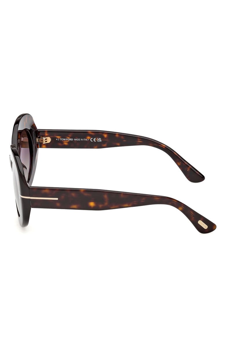 TOM FORD Claudette 51mm Round Sunglasses, Alternate, color, Dark Havana / Gradient Smoke