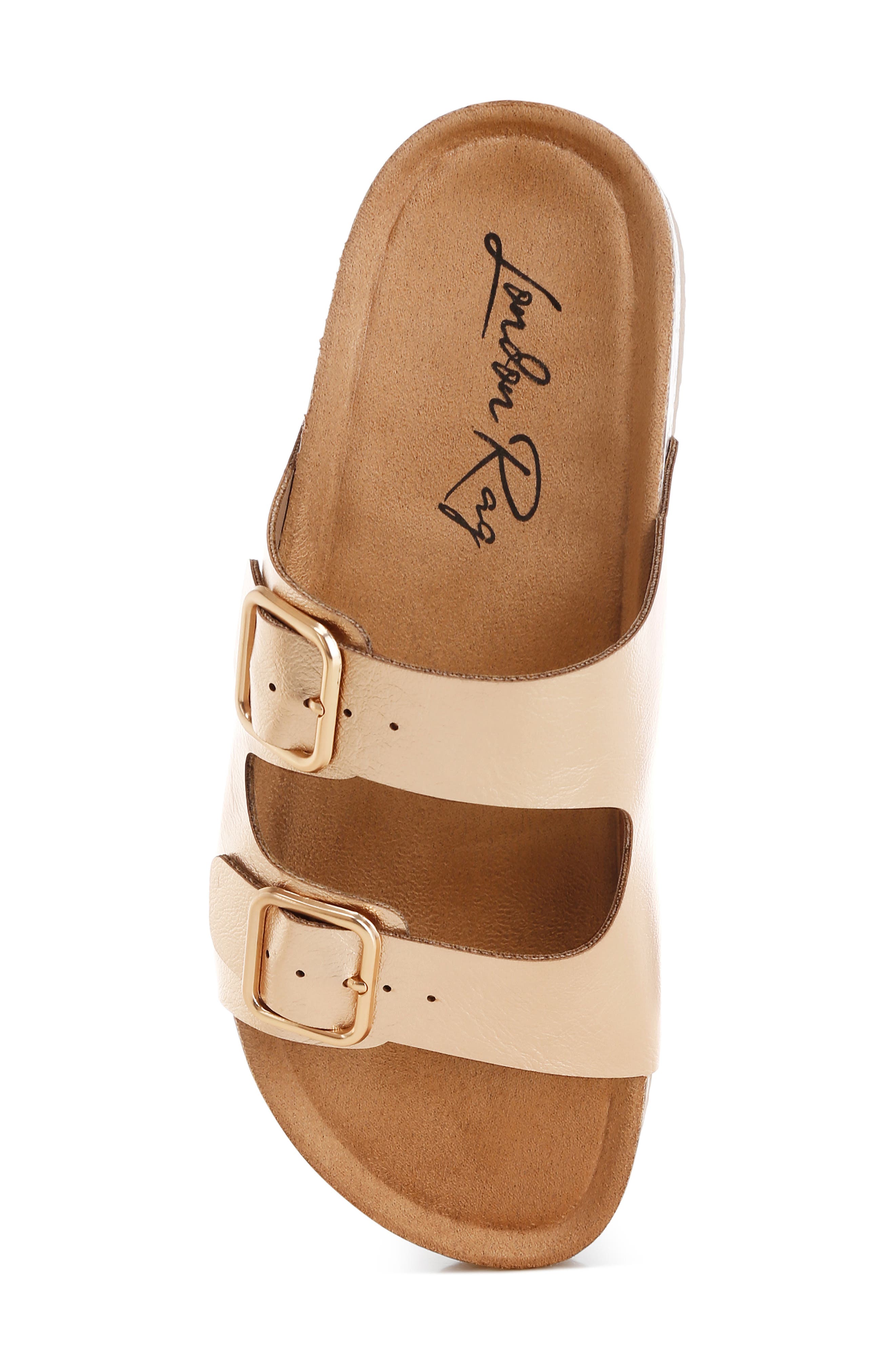 LONDON RAG Parla Double Strap Slide Sandal, Alternate, color, Gold