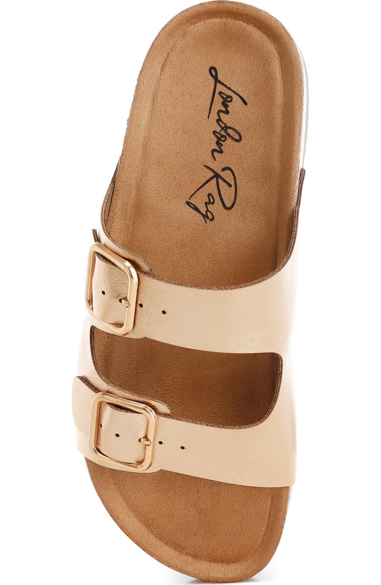 LONDON RAG Parla Double Strap Slide Sandal, Alternate, color, Gold