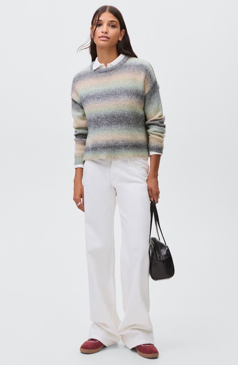 MANGO TEEN Ombré Stripe Sweater, Alternate, color, Green